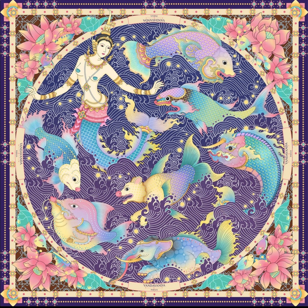 Collectors Scarf: Vandavanda “Aquatic Himmapan”